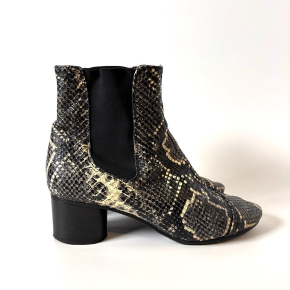Isabel Marant Danae Python Embosses Black and Cream Ankle Boots s 5 - Picture 6 of 9